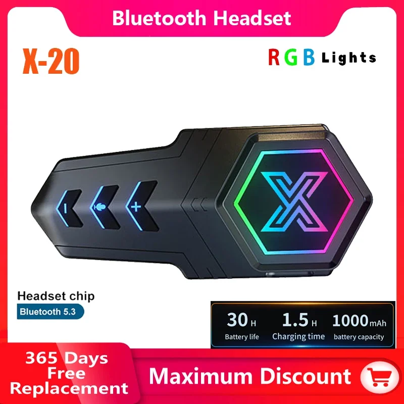 

X-20 Мотоциклетный шлем Bluetooth-гарнитура Качество вызова в одно касание Пробуждение Голосовой помощник CVC и DSP Шумоподавление Улучшение