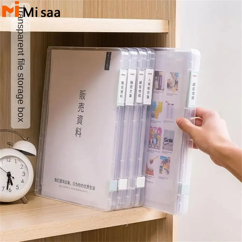 Office File Favorites Transparent Double Buckle A4 File Storage Folder Labelable Save Desktop Space File Storage Box