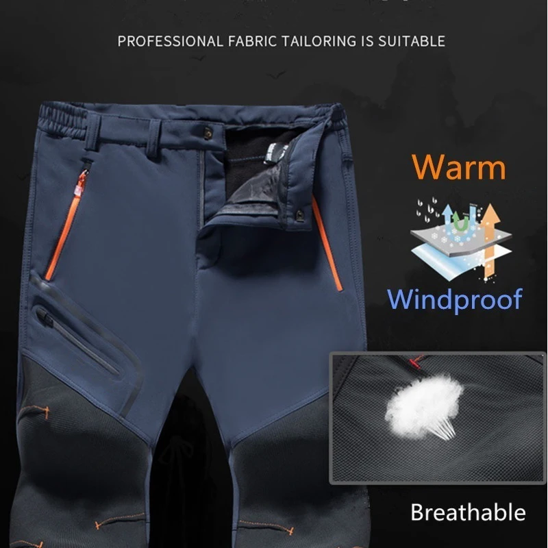 Pantalones Softshell de gran tamaño para hombre, ropa cálida de invierno para exteriores, senderismo, pesca, Camping, escalada, esquí, S-4XL de viaje