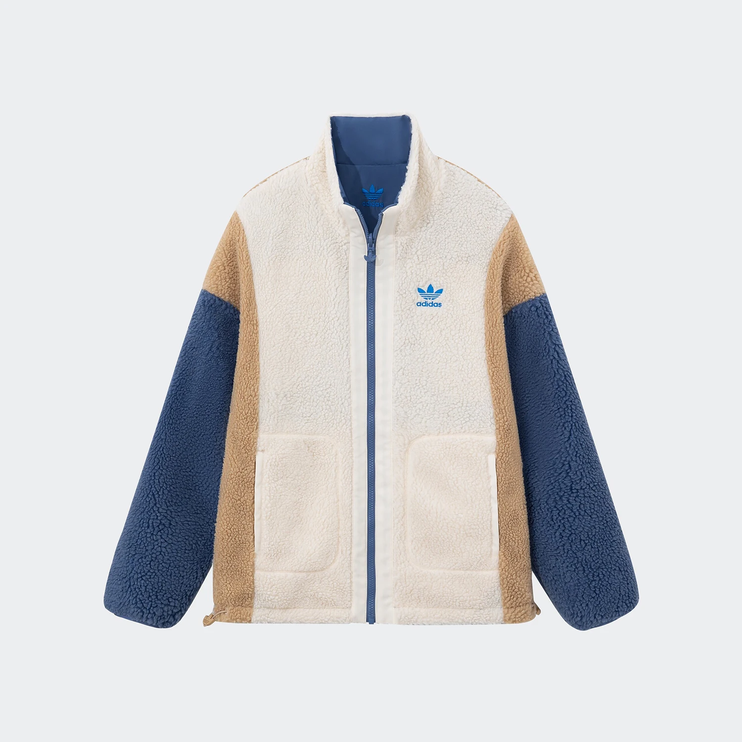 

Adidas genuine clover double-sided men's and women's lambskin color blocked jacket IY5386