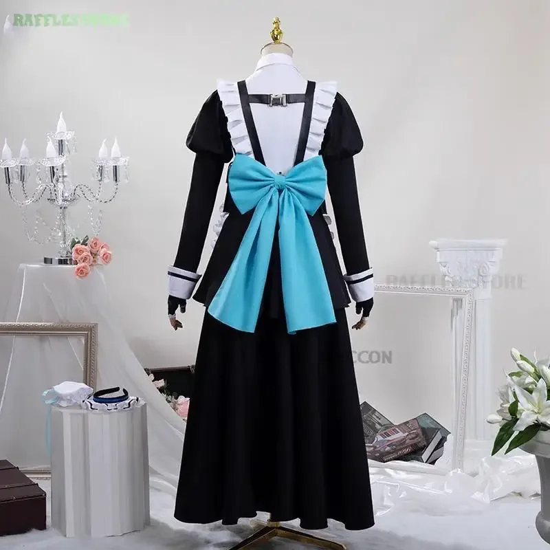 Asuma Toki Cosplay Maid Dress para mulheres, roupa azul do jogo, saia lolita e terno arco, conjunto sexy e fofo, uniforme para meninas
