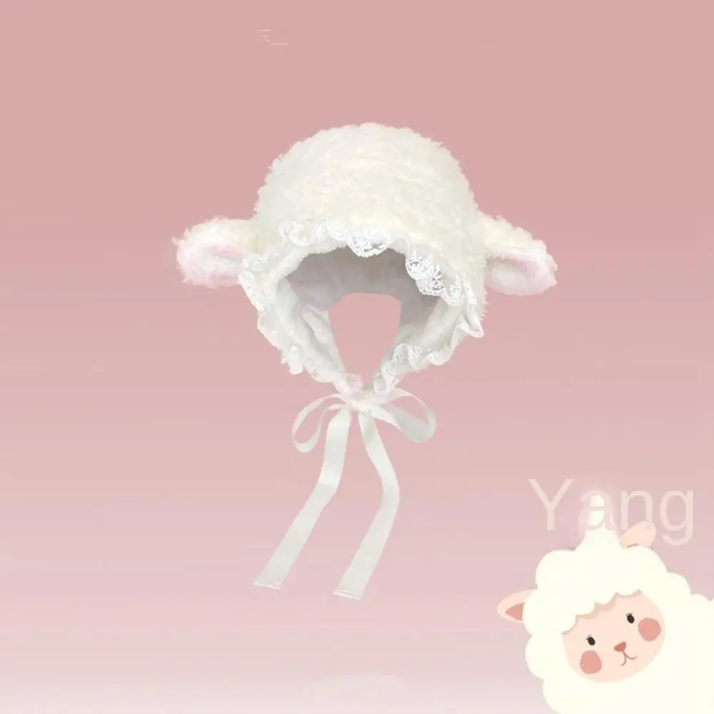 New Soft Fluffy Hats Lace Lamb Ear Costume Hats Lamb Cashmere Outdoors Hats