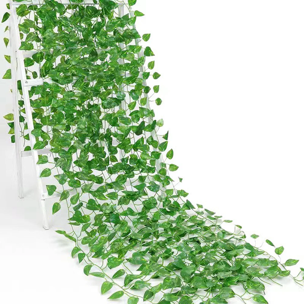 1PC Artificial Vine, Grape Leaves, Plastic Pothos Leaves, Green Plants, Ceiling Decoration, Artificial Green Leaf Vine image 4