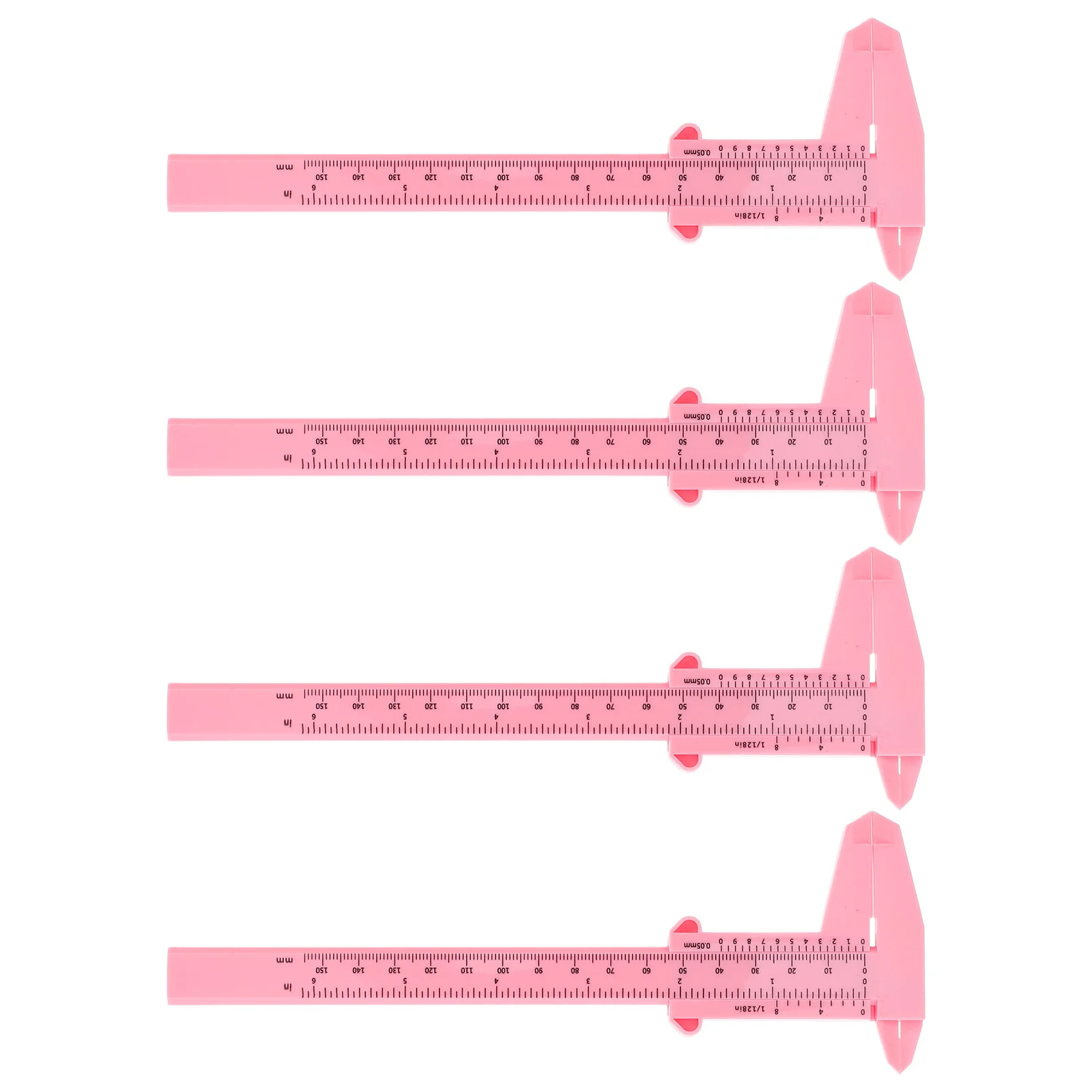 

4Pcs Portable Plastic Caliper Sliding Gauge 15cm 6 Inch Metric Measuring Tool Accurate Measurement for DIY Projects Pink