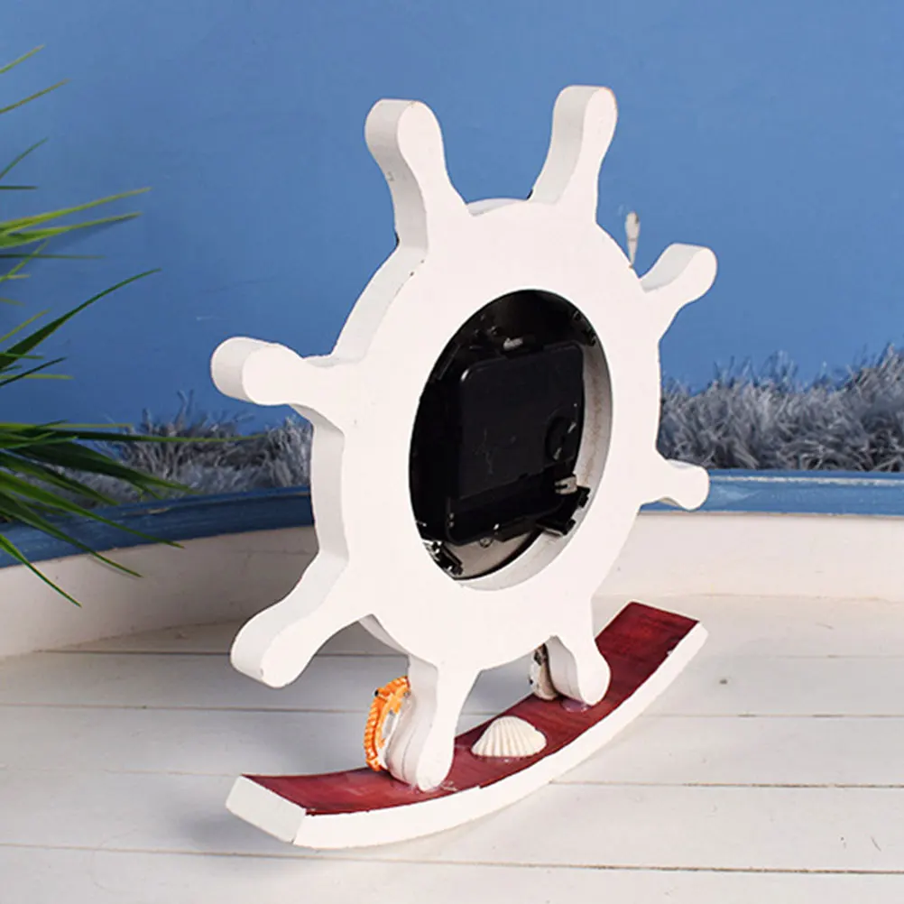 

Creative Rudder Shape Clock Mediterranean Style Desktop Clock Home Decoration Gift
