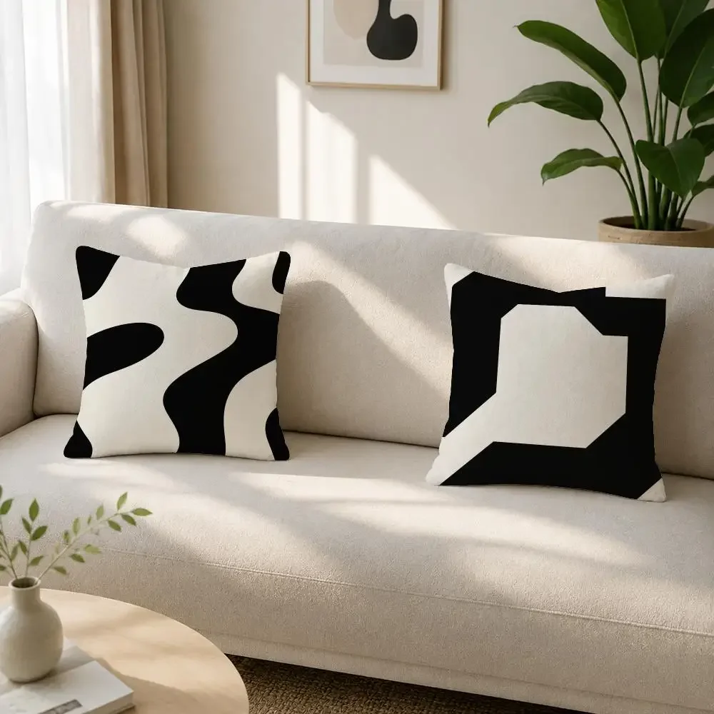 Pattern Abstract simple black line printed Cushion Cover Soft Plus Fluffy Throw Pillow Cases for Sofa Bedroom Home Decor