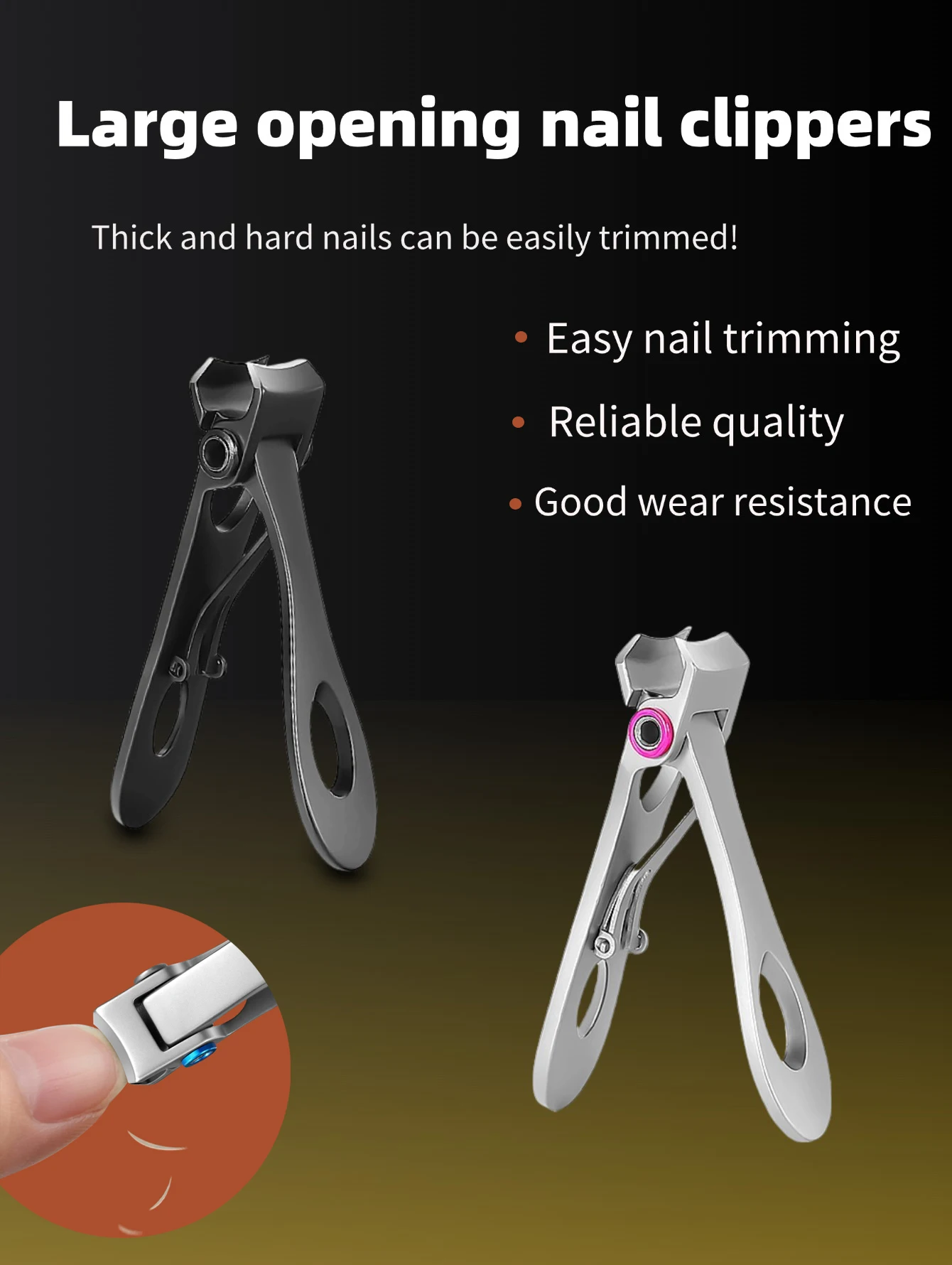 

High-quality stainless steel small nail clipper with flat head, ideal for thick and hard nails, a must-have manicure tool for