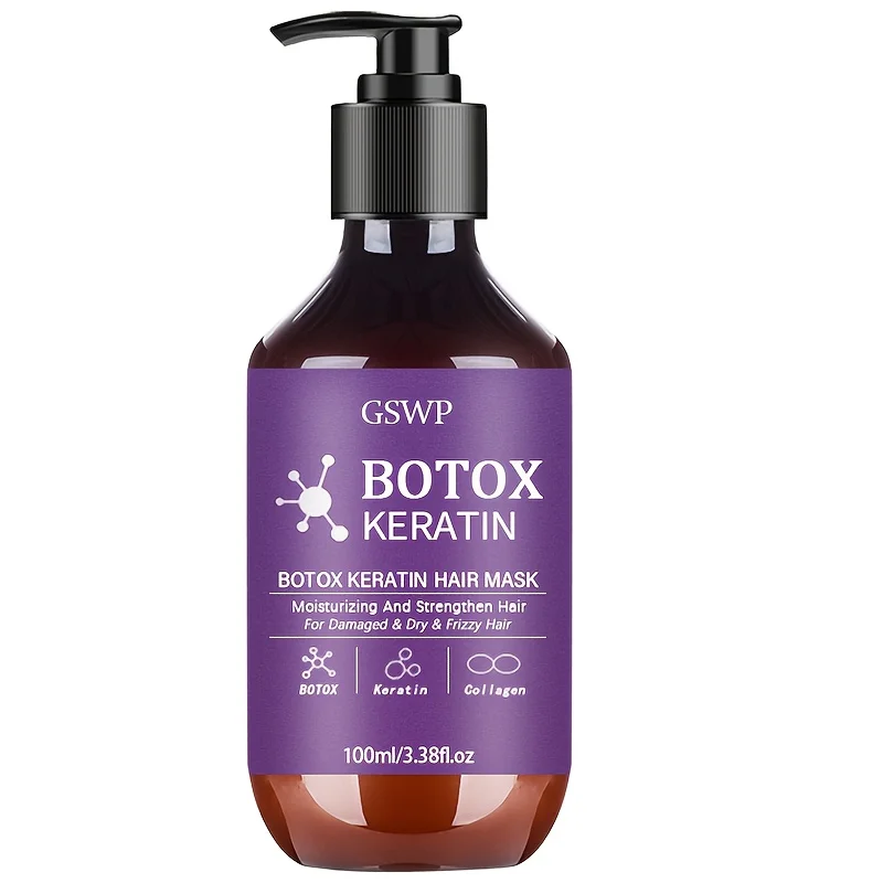 GSWP Botox Keratine Haarmasker, hydrateert en versterkt beschadigd haar, vermindert kroezen, gespleten punten en klitten. 100ml/200ml