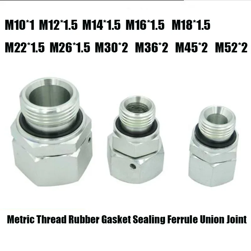 Metric Internal and External Thread Connection Fittings Rubber Gasket Sealing Ferrule Union Hydraulic Pipe Joint Adapter