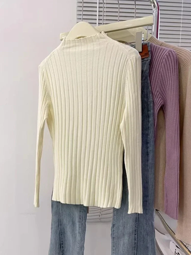 Zjaiss Frauen Gestrickte Pullover Herbst Winter 2025, Pullover, Rollkragen, Langarm, Schlank, Vielseitig, Basic, Feste Weibliche Pullover