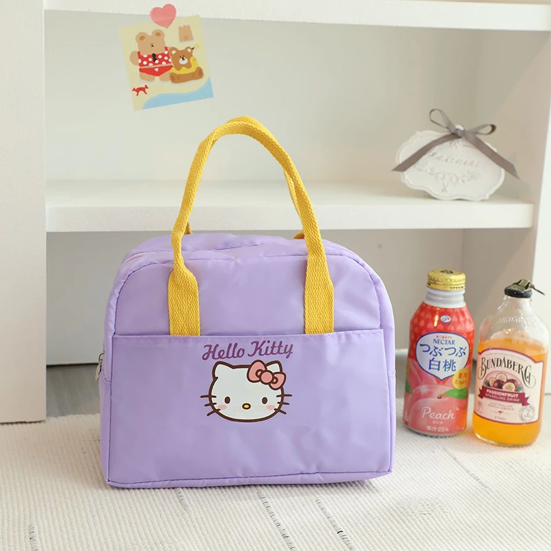 Sanrio Kuromi Handbag Anime Cute Kuromi My Melody Cartoon Kawaii Student Book Large Capacity Office Picnic Lunch Bag Toys Girls