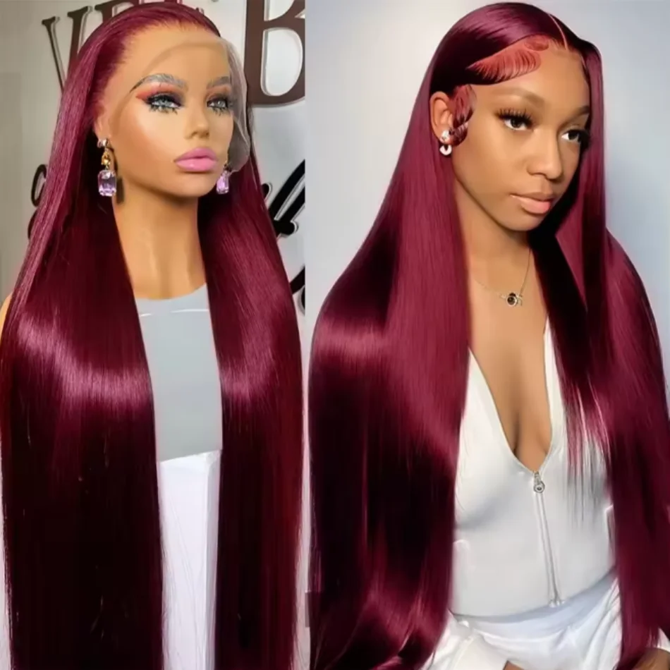 

Glueless 13x6 Burgundy 99j 13x4 Lace Front Wig Vietnamese Super Double Drown Bone Straight Colored Lace Frontal Human Hair Wigs