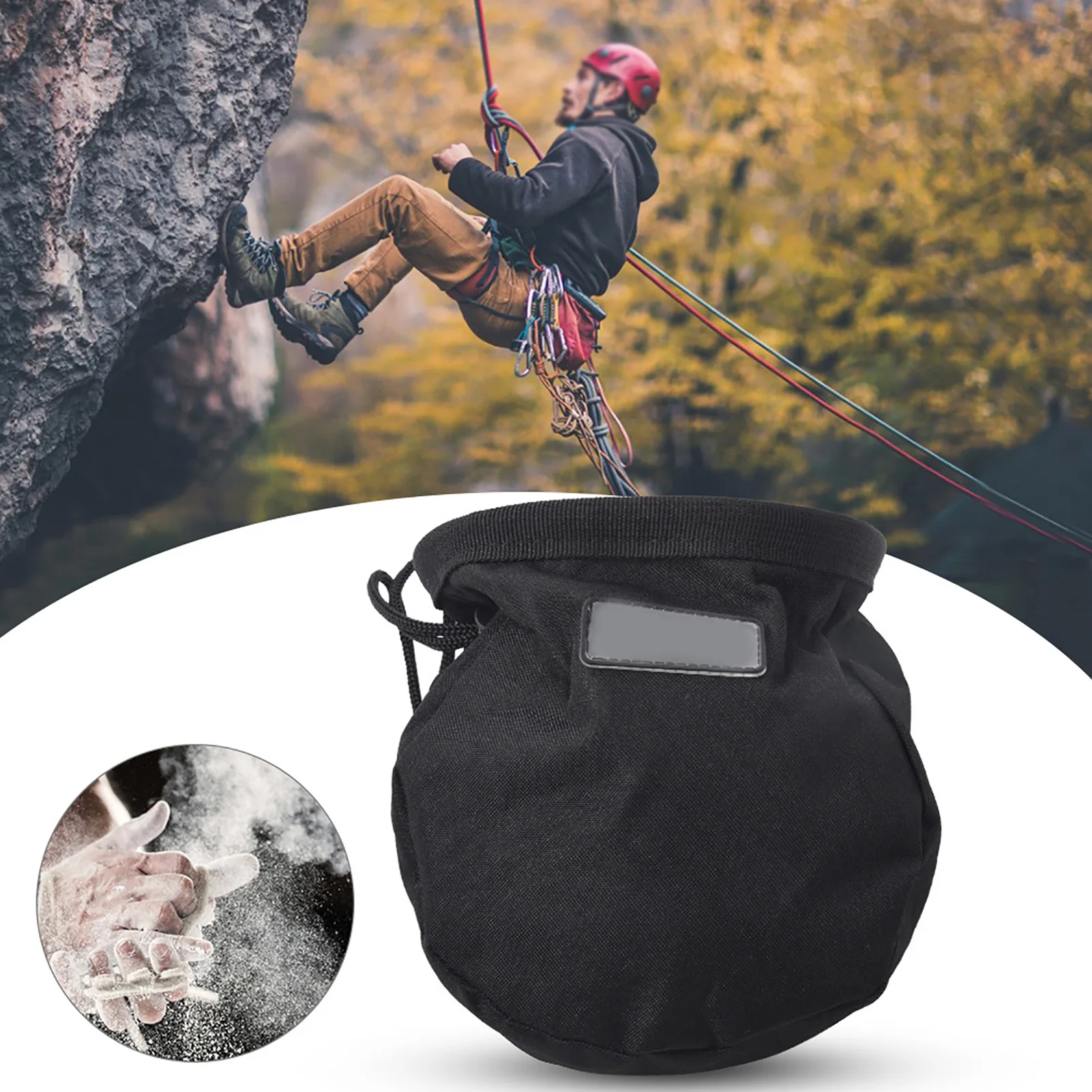 Bolsa de polvo de magnesio para escalada al aire libre, bolsillos para senderismo, bolsa de polvo de mano seca impermeable, bolsillo antideslizante para escalada en roca de magnesio