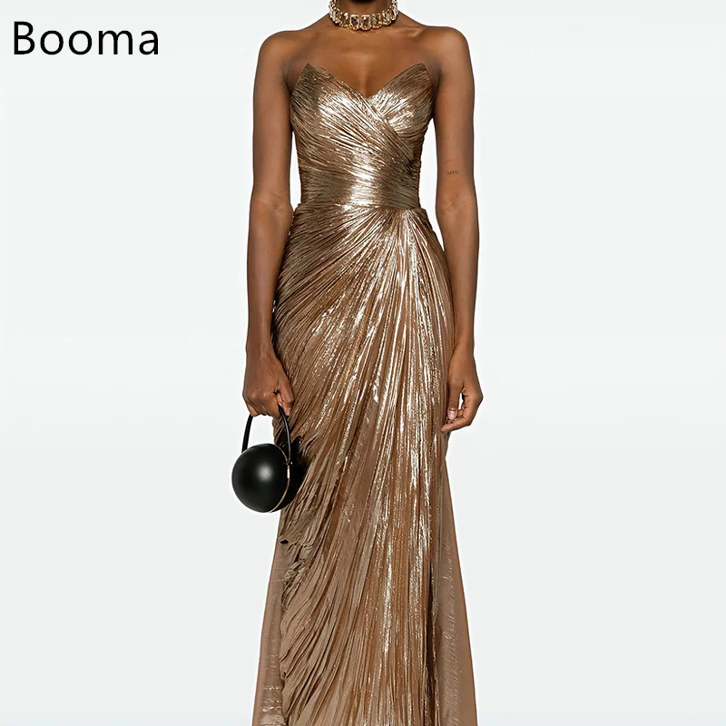 

Booma Mermaid Shiny Evening Dresses Formal Party Gowns for Women Sleeveless Pleat StraplessElegant Prom Gown Customize 2025