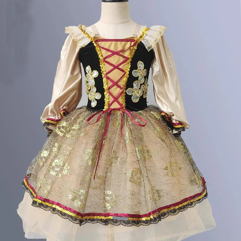 Vestido de Ballet romántico de Color rosa para niños, trajes de Jazz para niñas, vestido de bailarina de Lago de los Cisnes, tutú de baile de lentejuelas dulce Balle