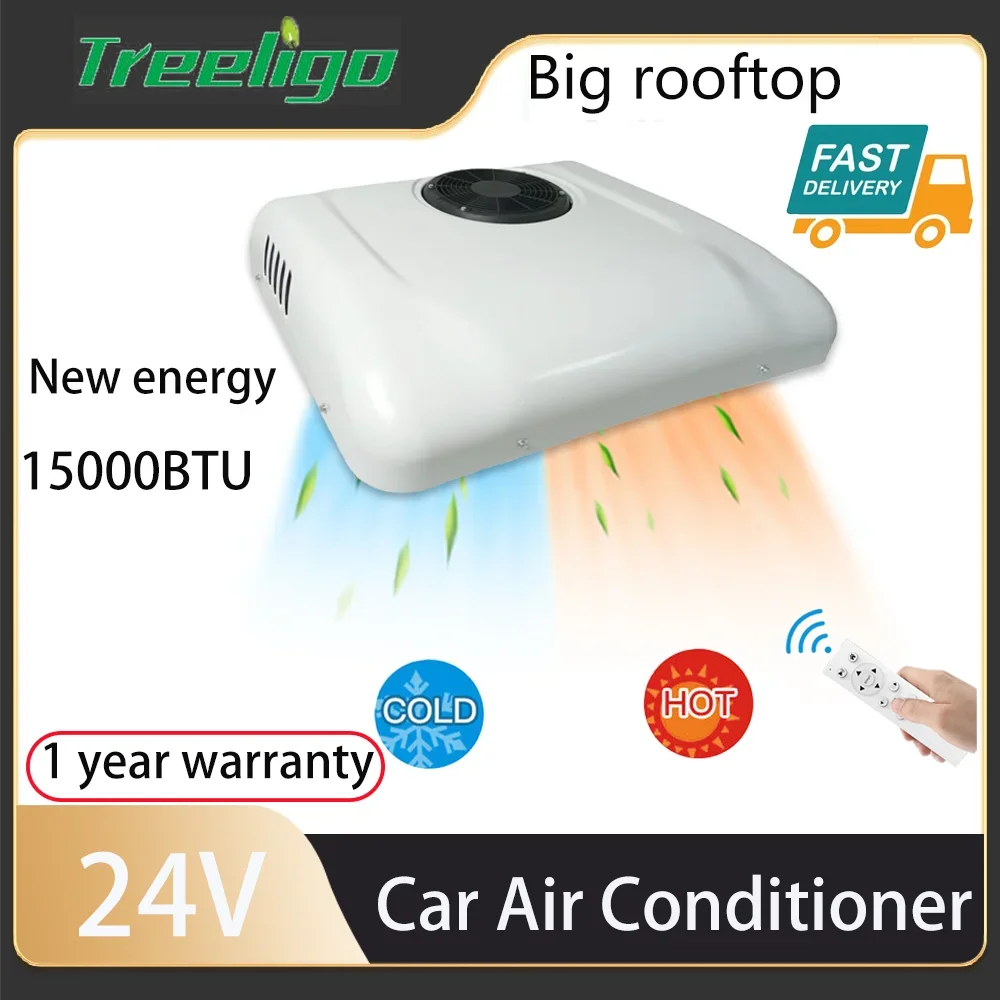 Treeligo 24v Electric RV Roof Parking Air Conditioner Heat and Cool 24V RV Rooftop ac for Truck Camper Van Caravans Motor home