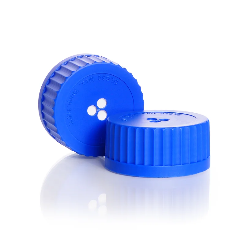 DURAN® GLS 80® Membrane Venting GL Screw Cap, Blue PP, Welded-in expanded PTFE Membrane, 291189105