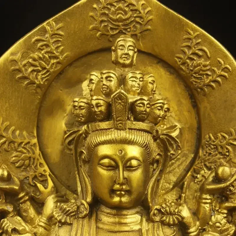 Feng Shui Copper Thousand Hands Guanyin Buddha Statue God Buddha Offering Home Living Decor