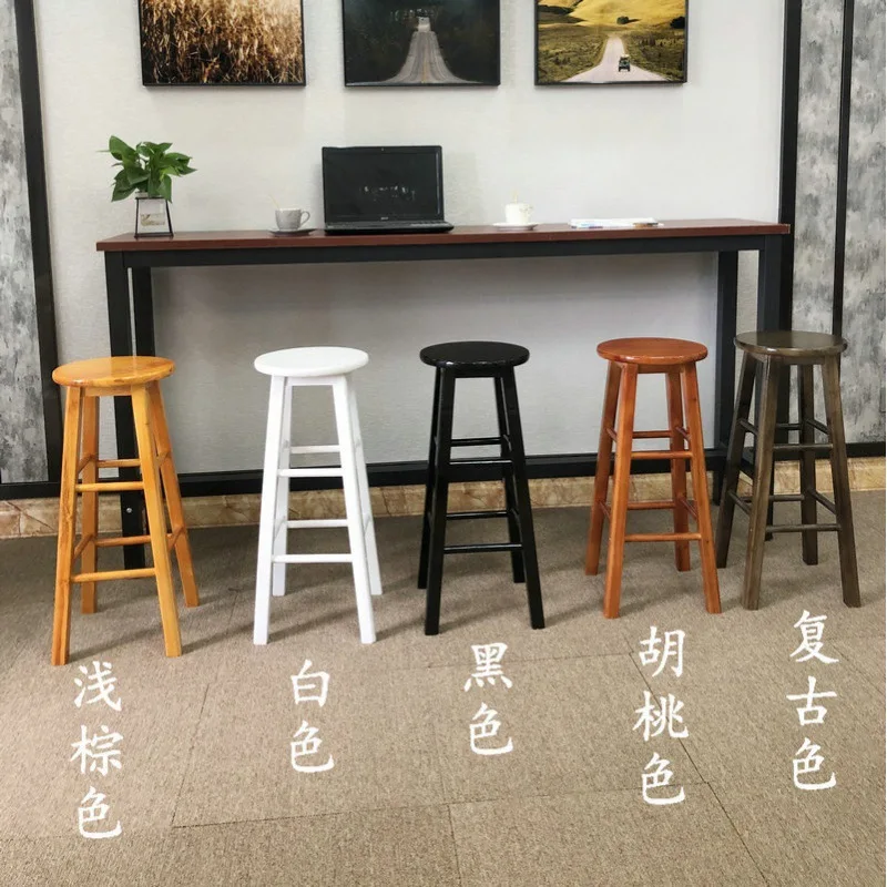 

Nordic Bar Chair Mobile Store Stool Modern Simple Bar Chair Bar Stool Solid Wood Household Chair High Stool
