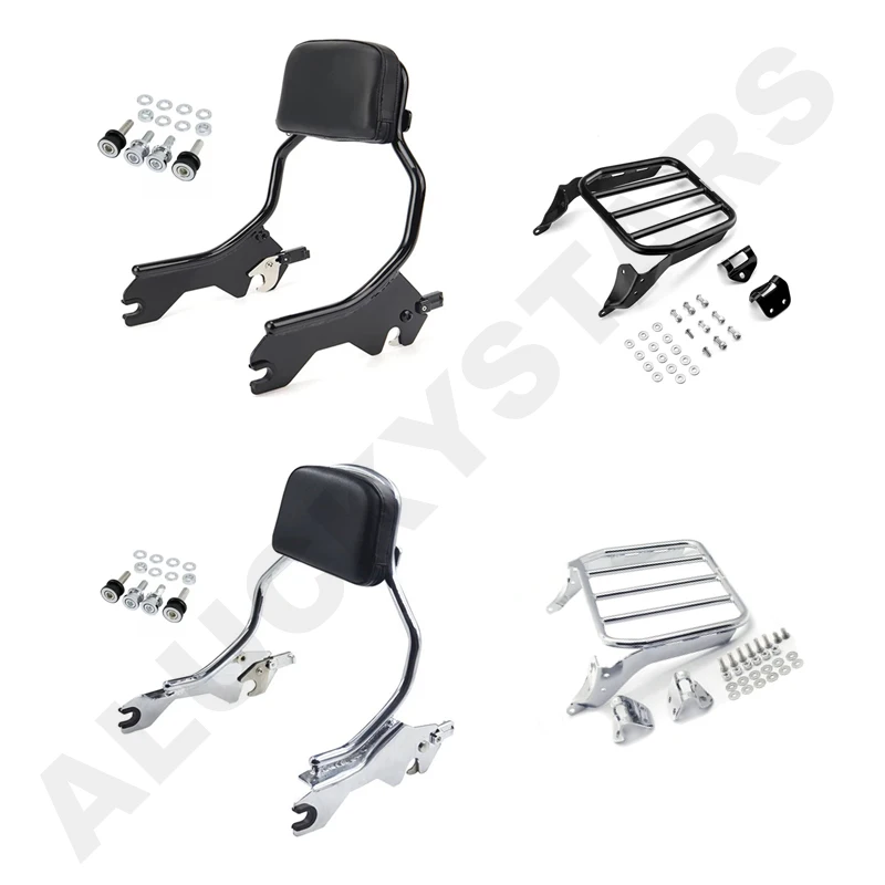 Black Chrome Detachable Passenger Backrest Sissy Bar Luggage Rack For Harley Softail Low Rider S ST Sport Glide 18-24