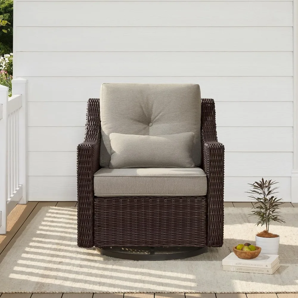 

Patio Wicker Chair, 360° Rocking Swivel Outdoor Rattan Chair with Thickened Cushions for Backyard, Poolside, Garden or Por