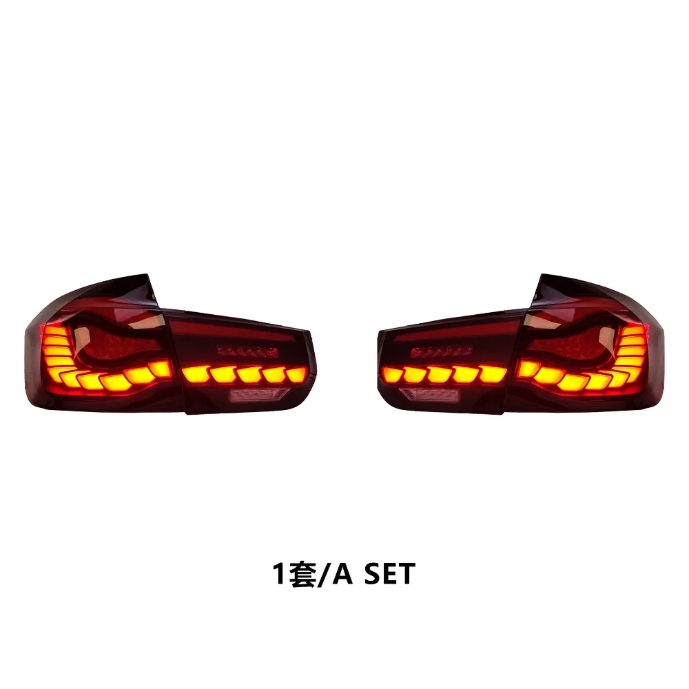 For BMW 3 Series F30 F35 2012-2018 LED Tail Lights Assembly Dragon Scale Style Sequential Turn Signal Lamp Smoke Red Rear Lights