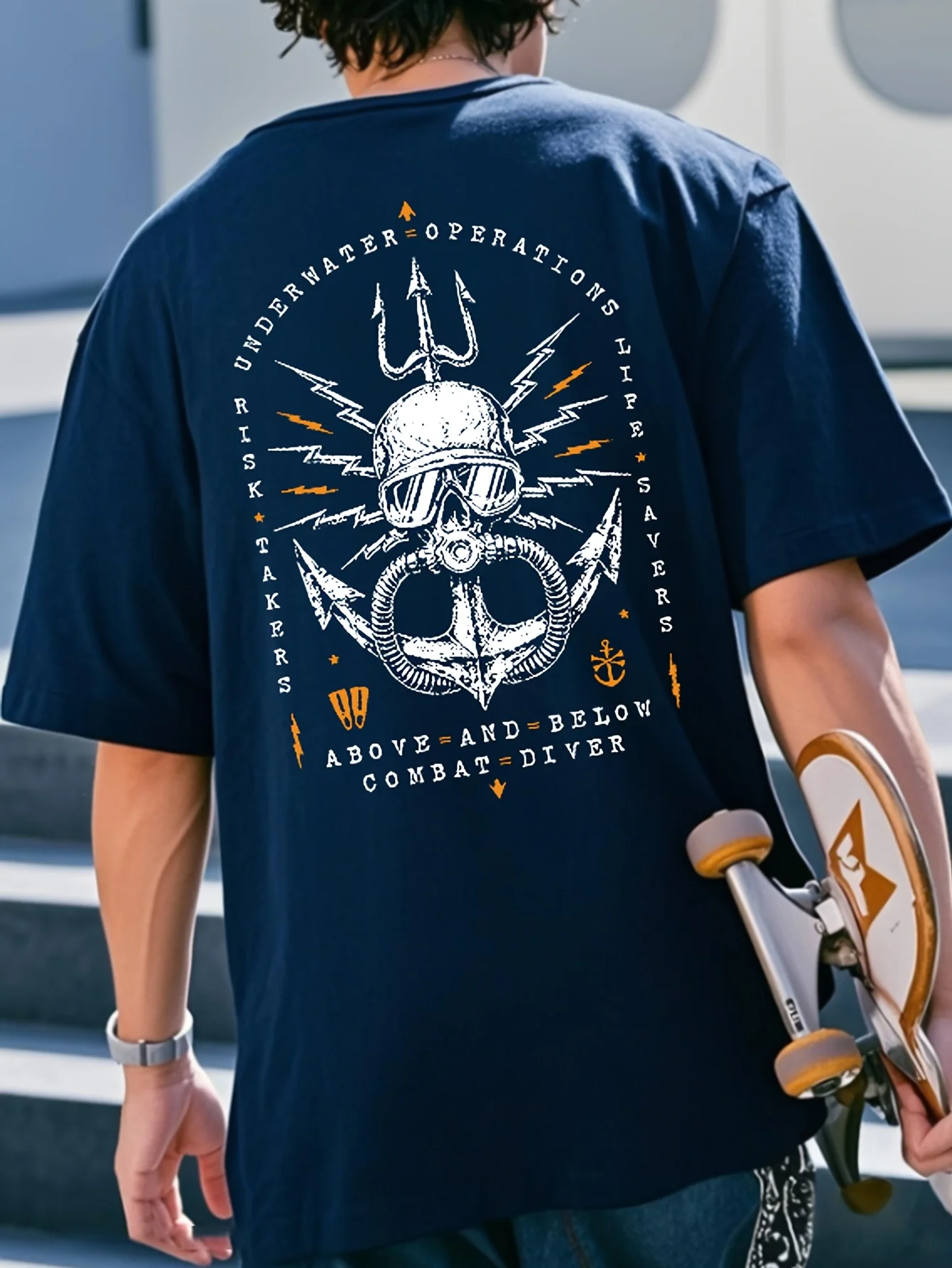 

Anchor design of creative sailing ship pattern -100% cotton summer short-sleeved O-neck men's printed T-shirt.