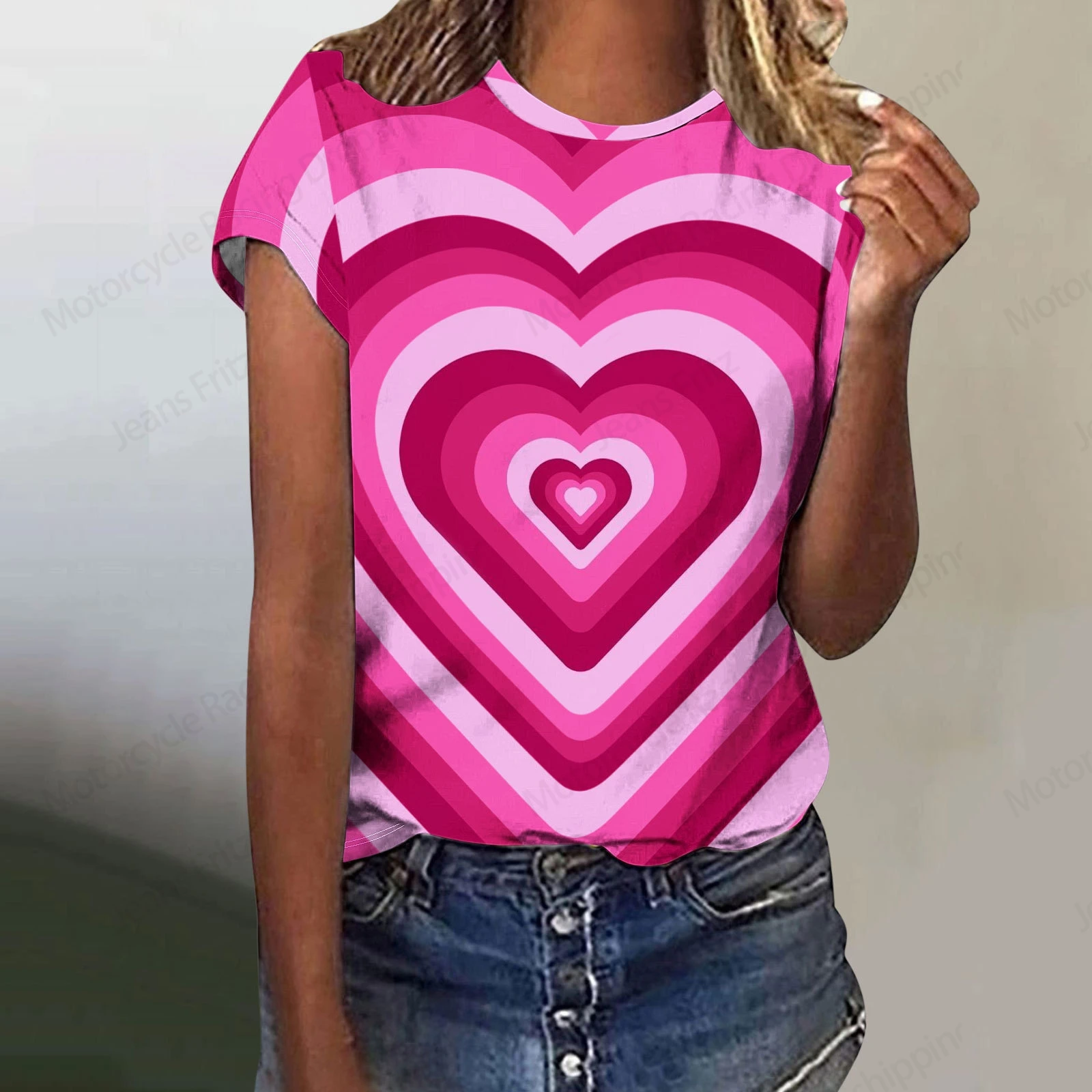 Love Heart 3d Print Tshirt Women Fashion Oversized T-shirt Harajuku Short Sleeve Tops Tees Valentine's Day Gift T shirt O-Neck