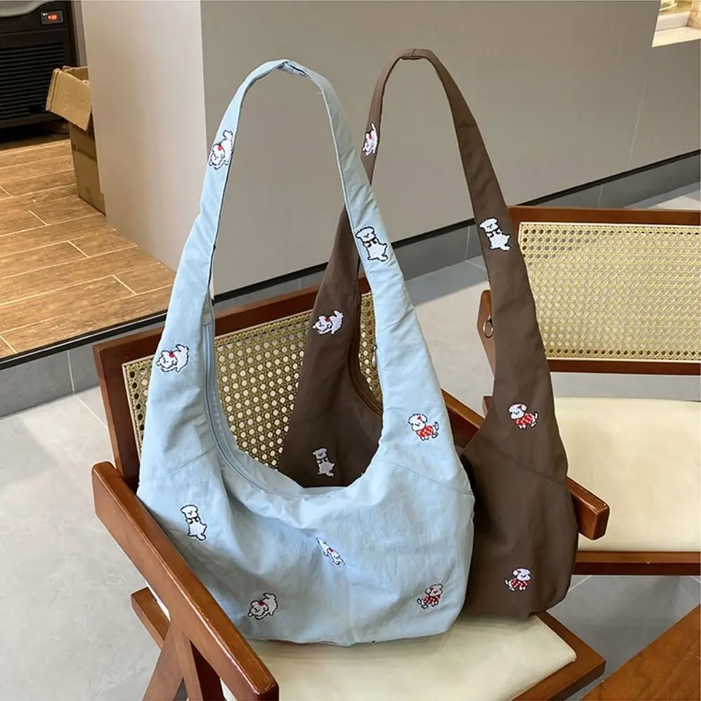 Сумка на плечо с героями мультфильмов для поездок на работу, милая нейлоновая сумка с вышивкой в корейском стиле для щенков, повседневная сумка-мессенджер большой вместимости для женщин и девочек