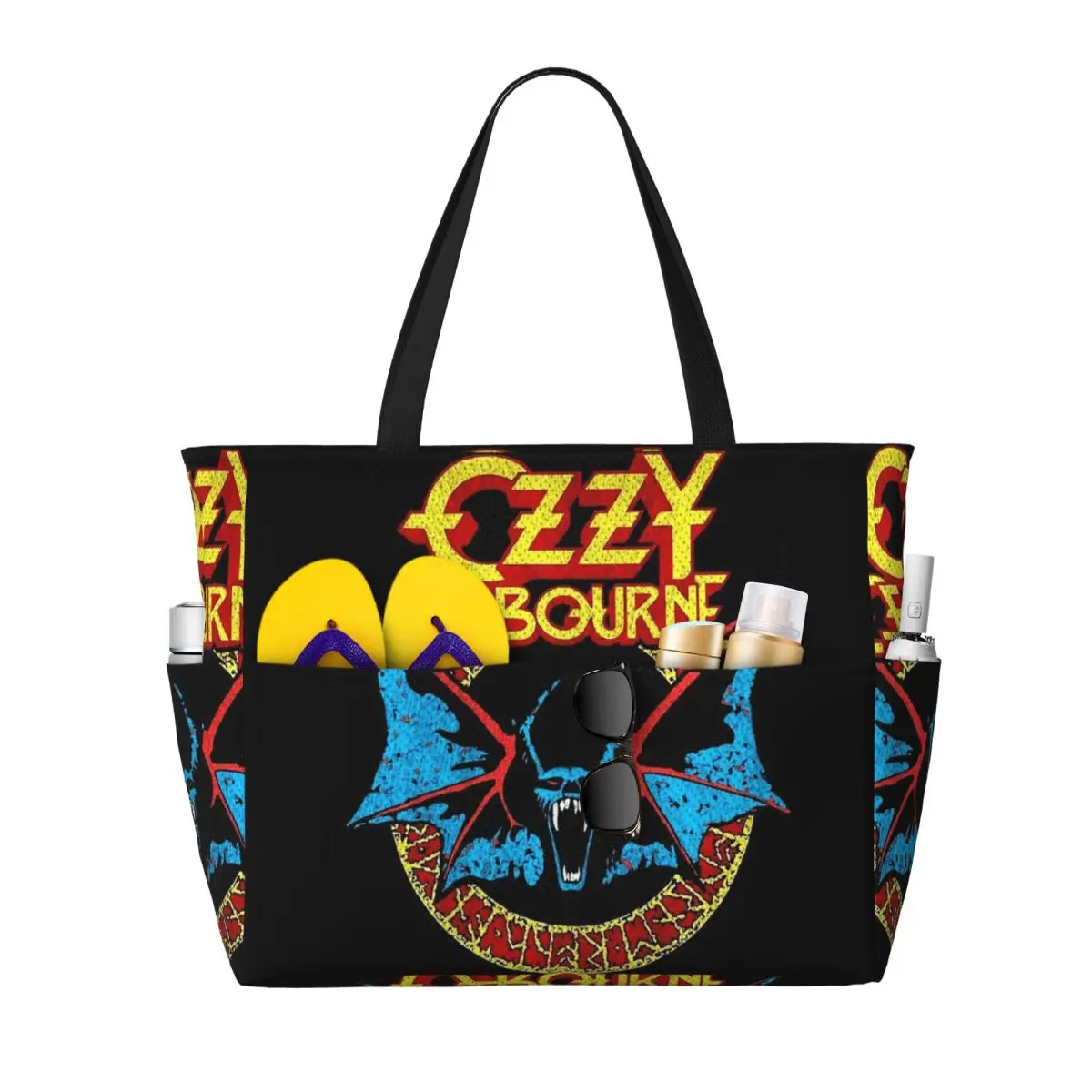 

Ozzy Osbourne Rock Band Heavy Metal Beach Tote Bag Sport Gym Yoga Duffle Large Tote Bag Women Travel Bag Fitness bag