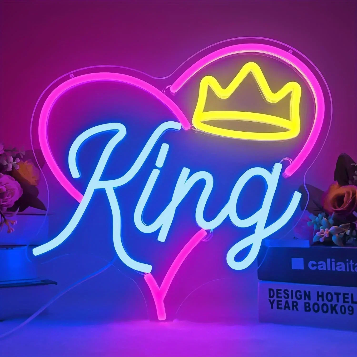 

King Neon Sign Crown LED Neon Light for Bedroom Girl's Room Cafe Man Cave Birthday Party Wall Decor Dimmable USB Birthday Gifts