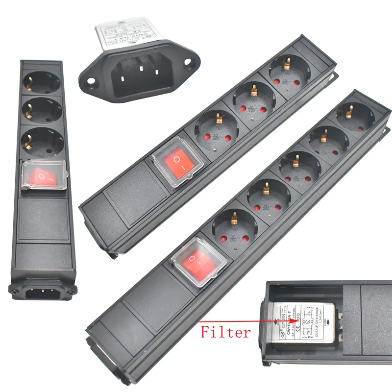 

Корпус из алюминиевого сплава PDU, плата питания, розетка европейского стандарта, интерфейс C14, 1-10 позиций, с двойным выключателем/фильтром LE, 10 А/4000 Вт