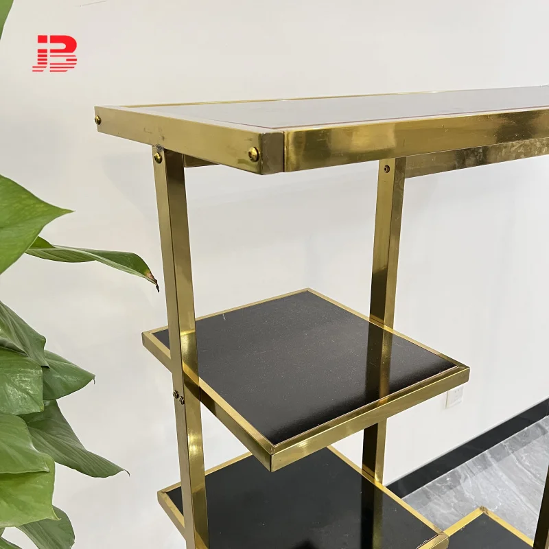 Custom.Garment الجرف القماش عرض المدرجات الفولاذ المقاوم للصدأ متجر رف الملابس المعدنية #5