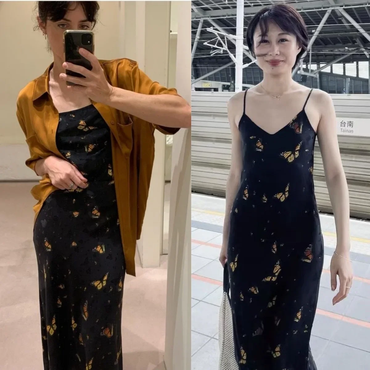 Ciężkie 20mm sukienki z jedwabiu morwowego Niebieski łabędź z nadrukiem Jedwabista sukienka na ramiączkach Czarny motyl Vestido Długa sukienka z jedwabnej satyny z piaskiem