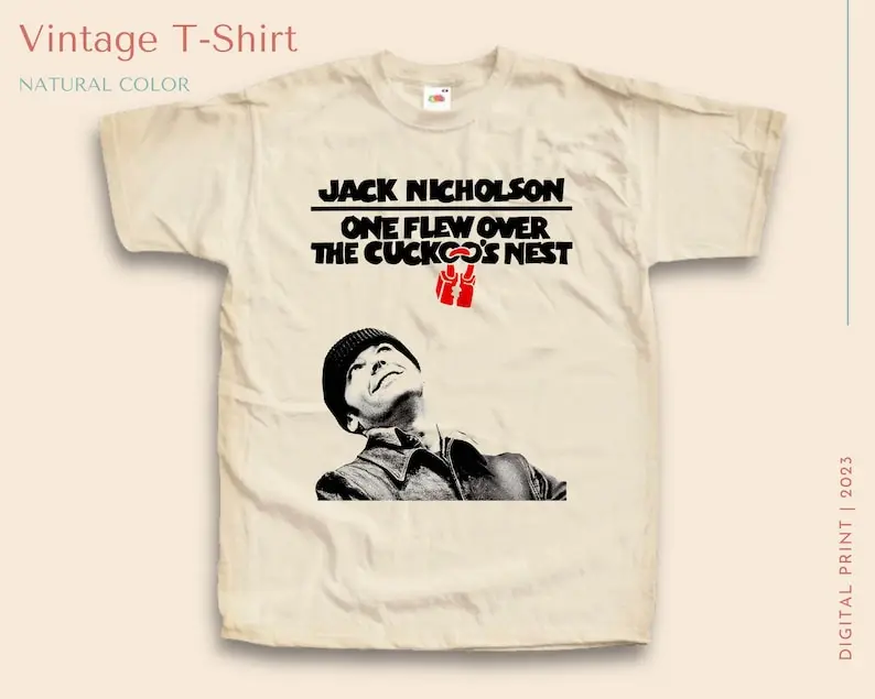 Vintage TShirt One Flew Over the Cuckoo's Nest NATURAL color Men Woman Unisex T-Shirt Digital Print Sizes