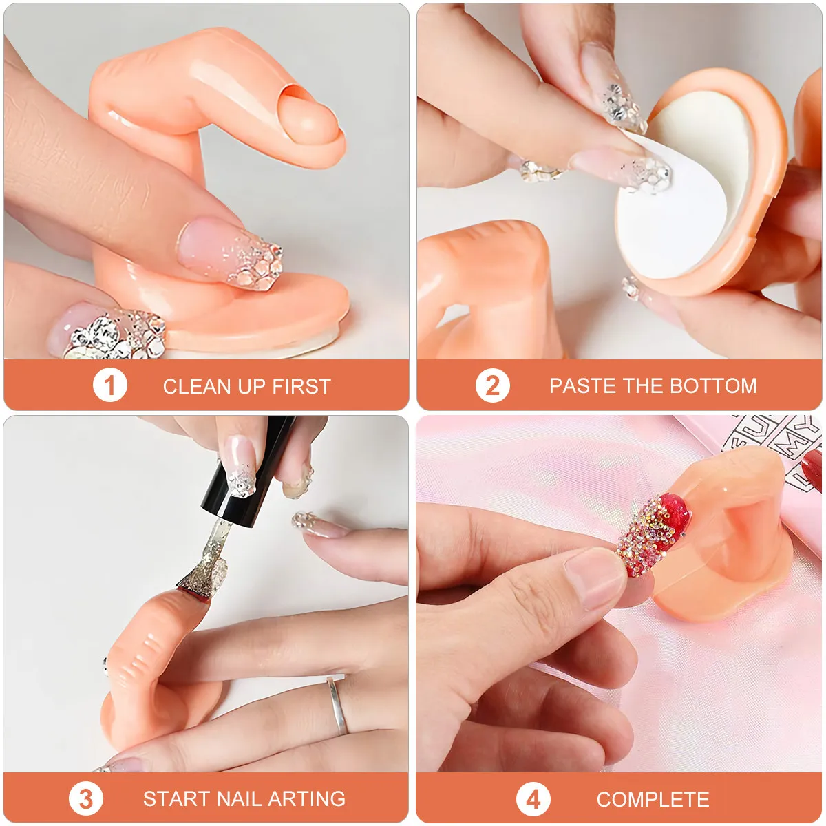 5Pcs False Fingers for Manicure Training Nail Art Practice Professional Simulation Tips Reusable Easy to Use Portable