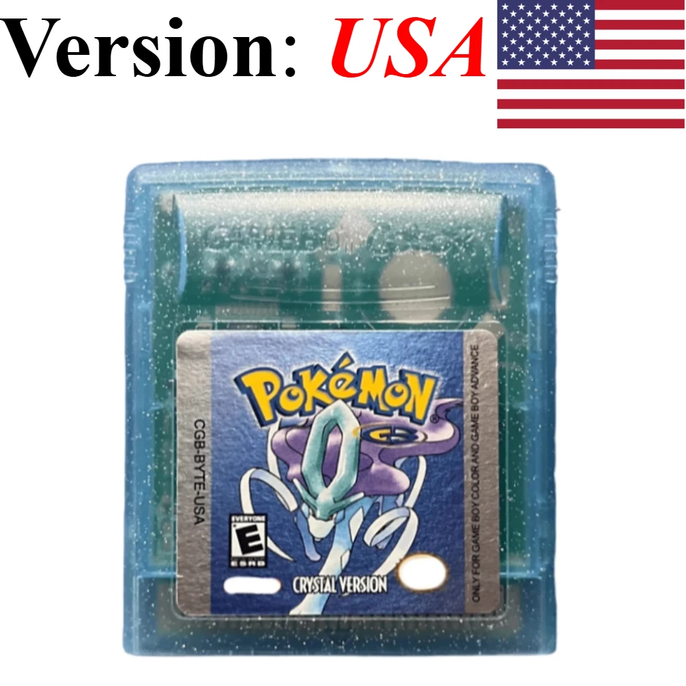 7 Pokémon 16-Bit GBC Spielmodule in Rot, Blau, Grün, Gold, Silber, Kristall, Französische/Spanische/Deutsche/Englische Version