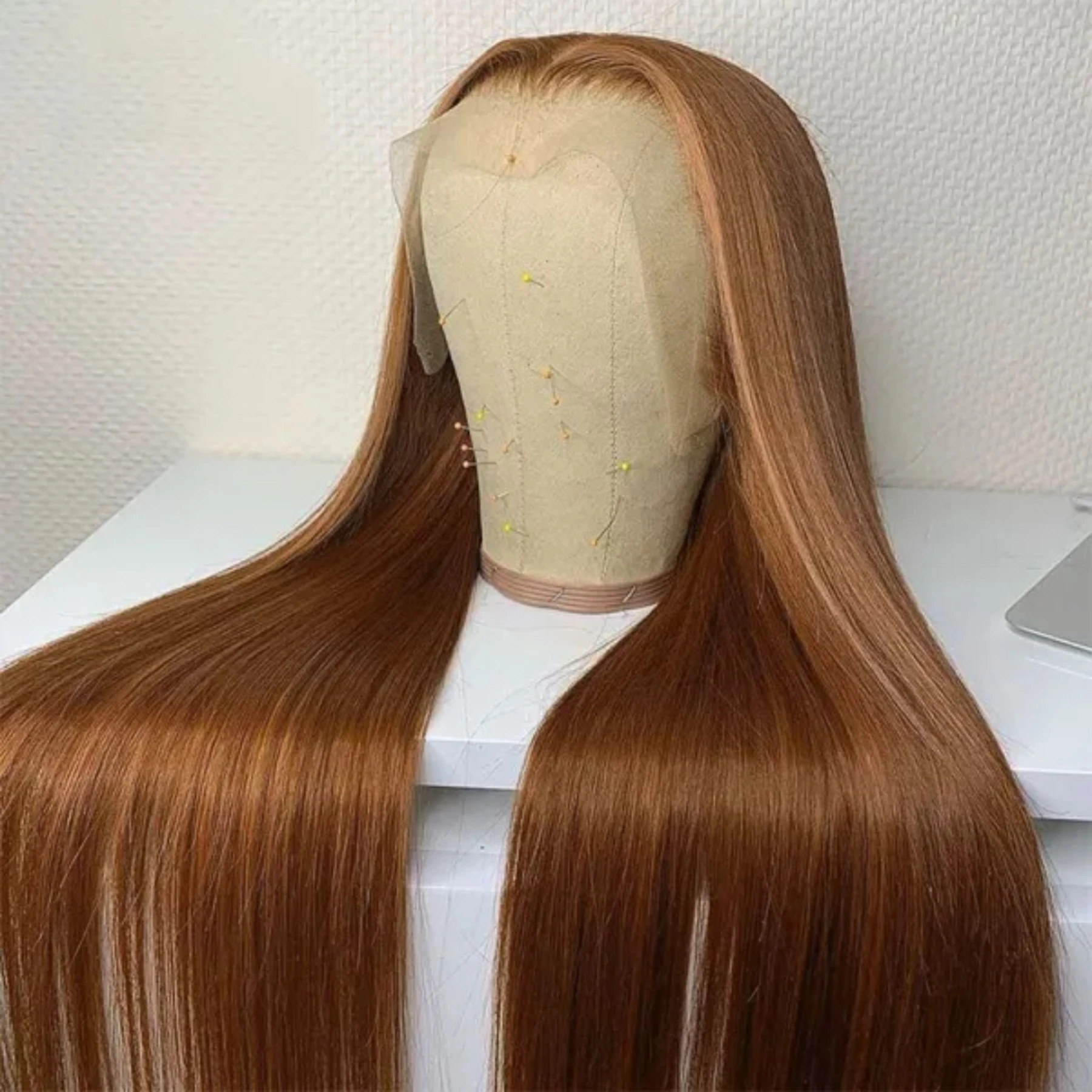 

Brown Chocolate Color Silky Straight 13X4X1 HD Full Lace Frontal Wigs For Women Prepluck With Baby Hair Beached Knots Glueless