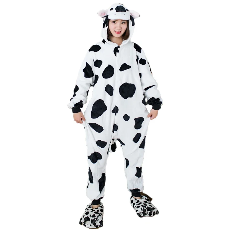HN8 Kigurumi Mucca Cartoon Pigiama Onesies Per Adulti Donne Uomini Pigiama Animale Natale Halloween Cosplay Costumi Del Partito8...Gf