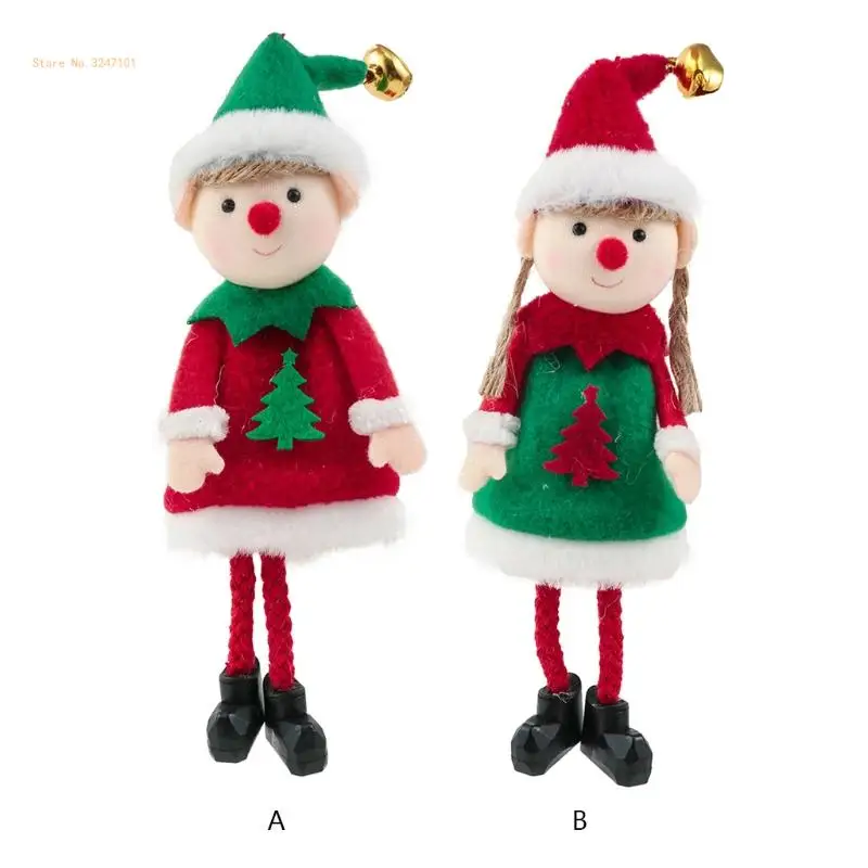 Plush Christmas Elves Toy Boy and Girl Elf for Doll Hanging Ornaments for Christmas Holiday Door Tree Decoration Dropship