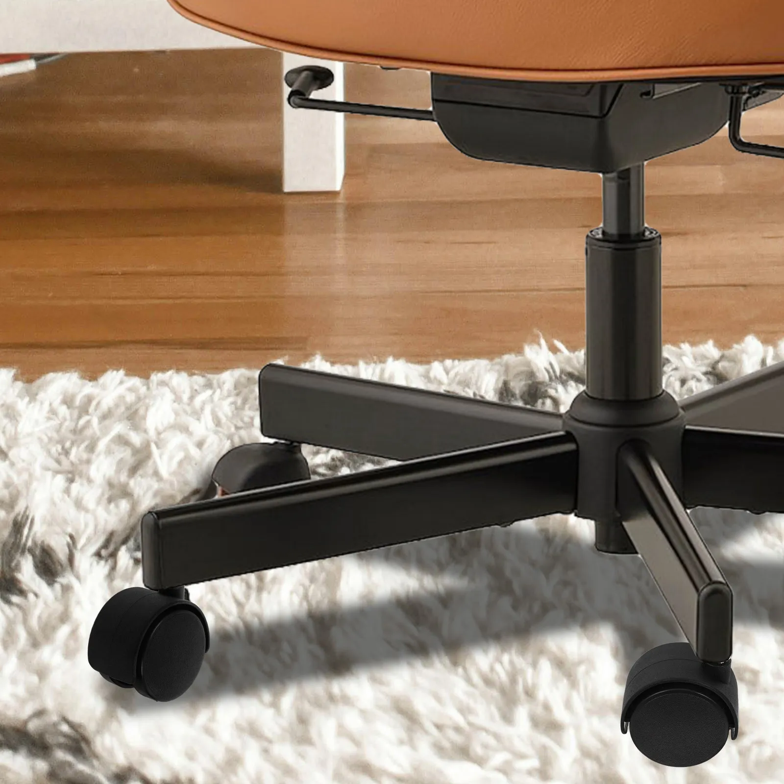 U bracket crib caster wheels for families with kids to keep furniture stable 4pcs black metal plastic 8.7x4.7x3.5cm