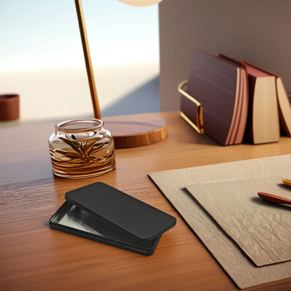 

2Pcs Black Metal Cash Box with Lid Rectangular Money Organizer for Bills Coins Checks Receipts Small Safe Storage Container