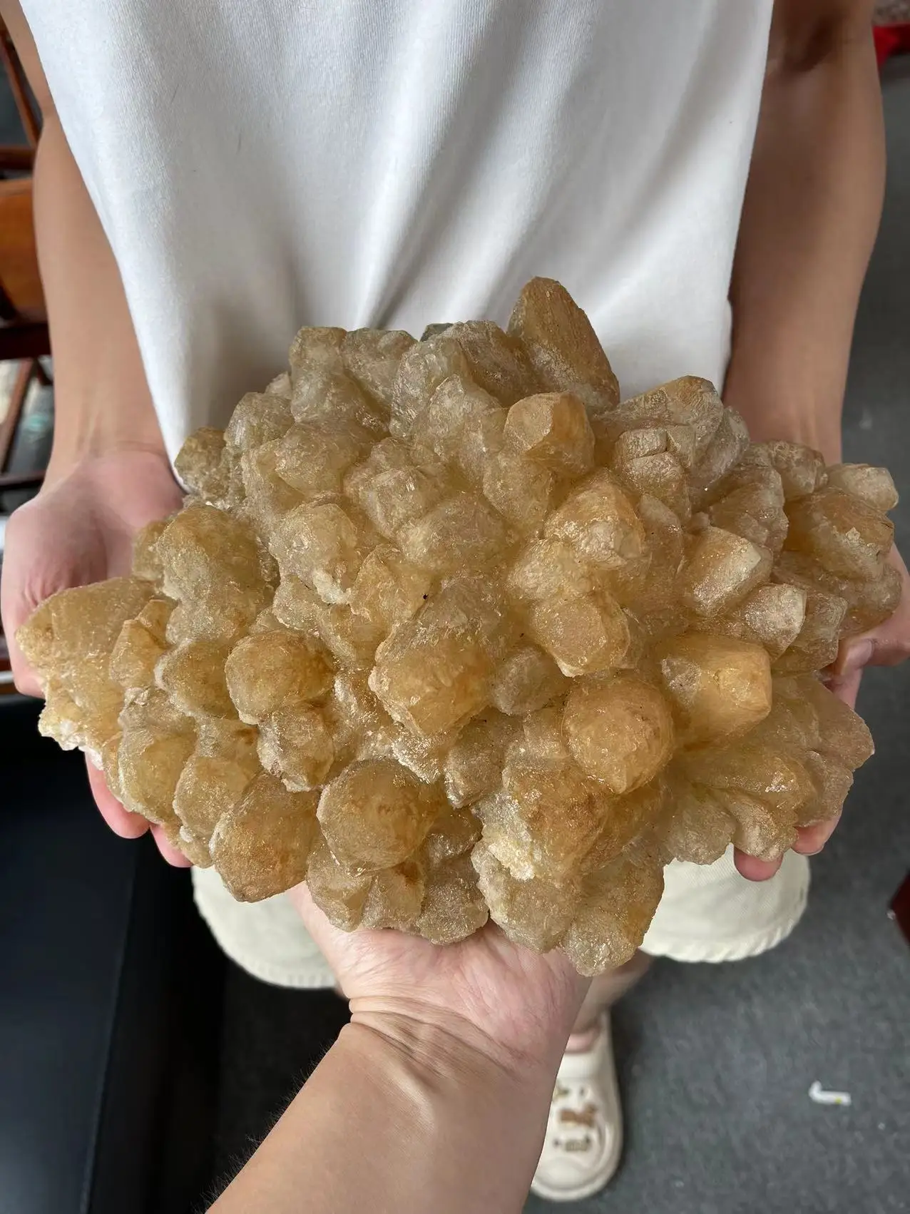 Natural Red Calcite for Home Decoration, Quartz Cluster, Yellow Sugar, Healing Specimen, High Quality, 1 Pc