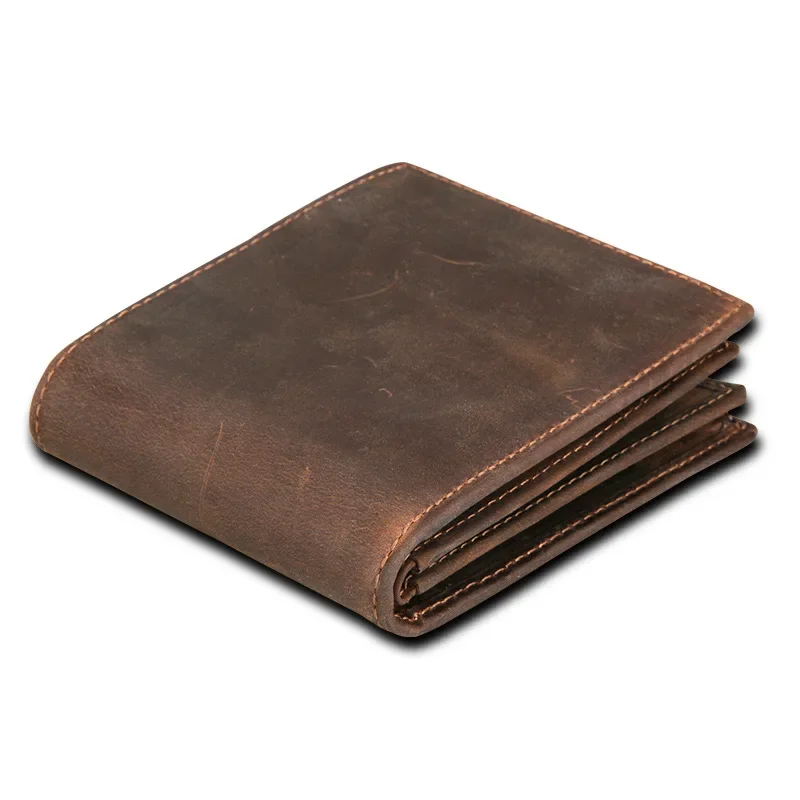 New Blocking Men Wallets Vintage Cow Genuine Leather Wallet Male Handmade Custom Dollar Price Coin Purse Short Wallet carteira