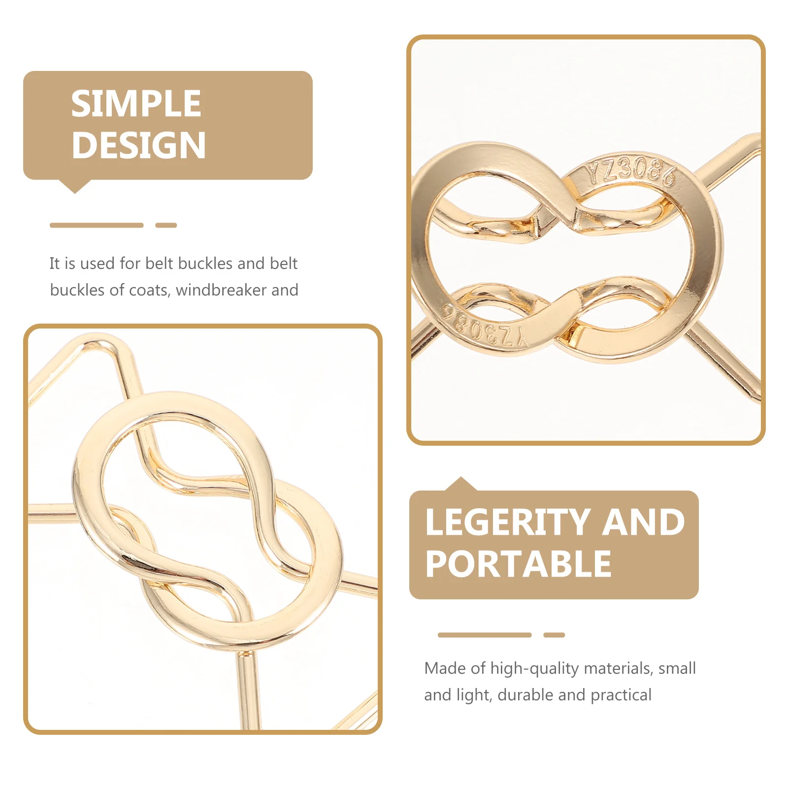 Gesper Sabuk Pinggang Bahan Alloy untuk DIY, Pengikat Sabuk Gaun untuk Mantel, Jaket Angin, Pakaian Musim Dingin, Penutup Dekoratif untuk Menjahit