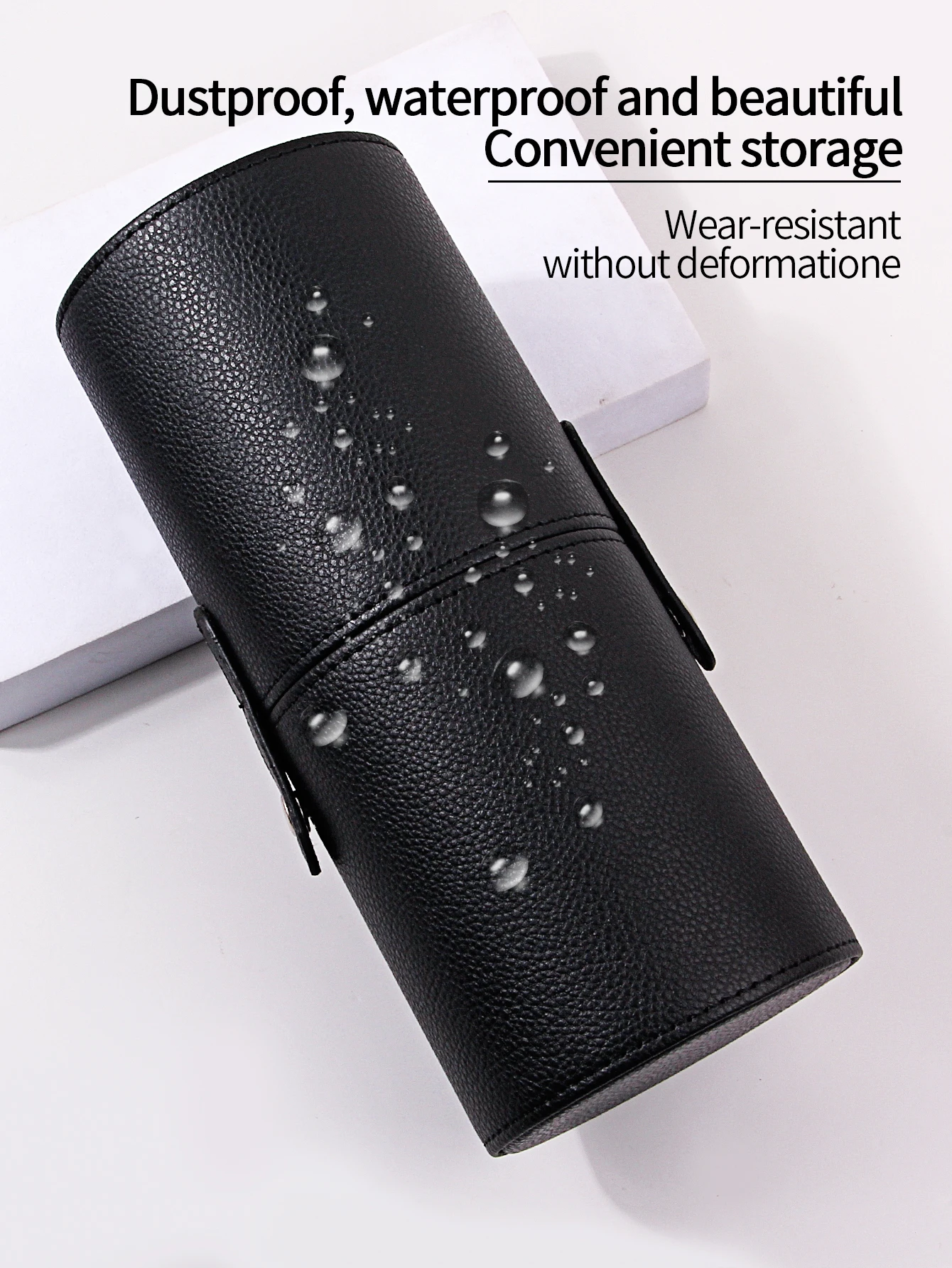 1 x extra großer Aufbewahrungseimer für Make-up-Pinsel, PU-Leder mit Deckel, multifunktionales Reise-Make-up-Aufbewahrungswerkzeug