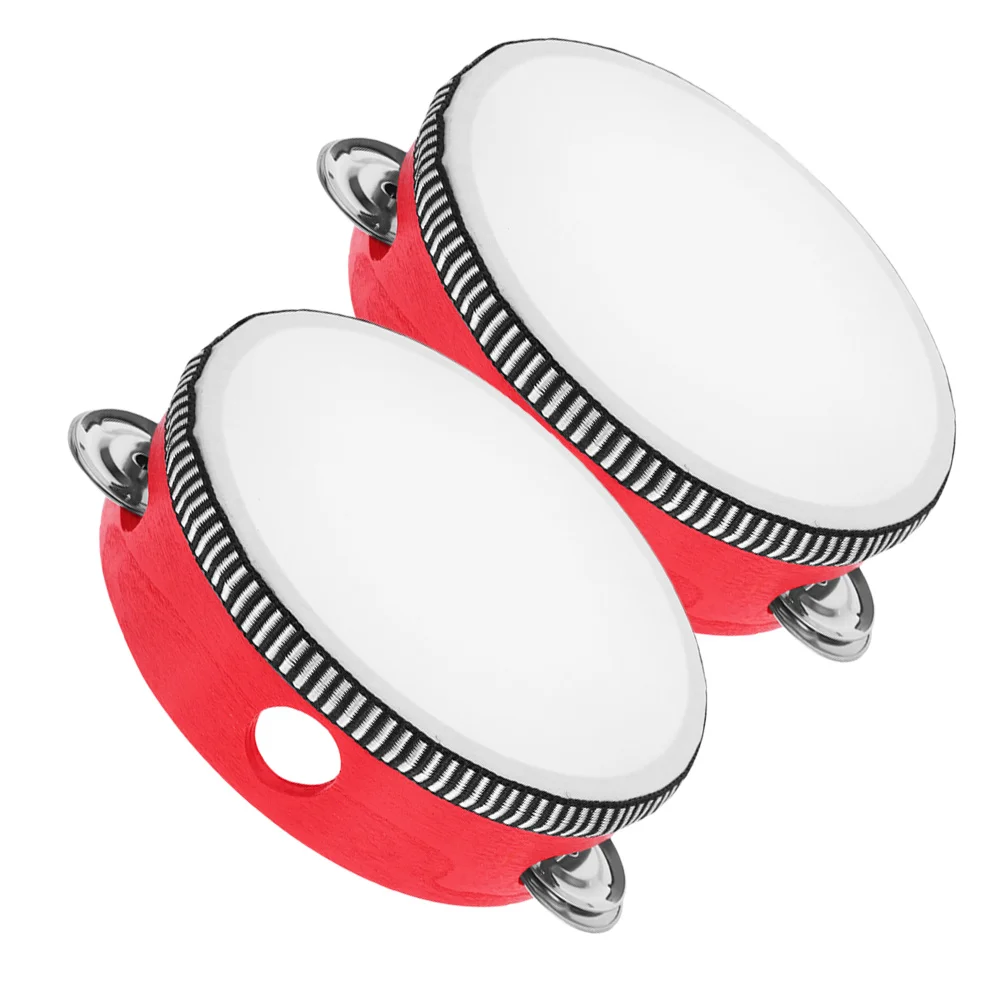 

2 Pcs Tambourine Tambourines for Adults Percussion Kids Musical Instrument Red Instruments