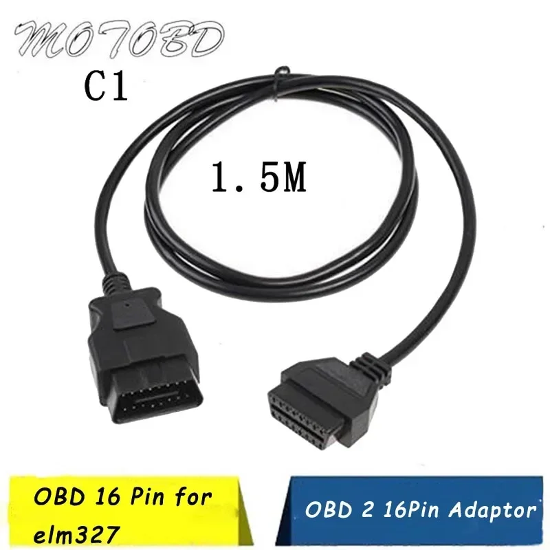 New 9 Type  OBD 16 Pin Thin OBD2 OBD OBDII Auto Car Extension Cable with Switch Type Adapter Connector