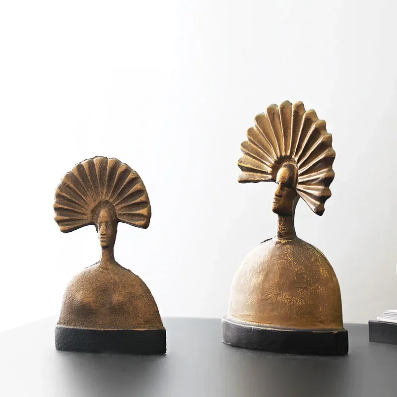 Living Room Desktop Decoration Nordic Home Figure Head Decoration Figurines Metal Statue Interior Decor Sculpture Christmas Gift