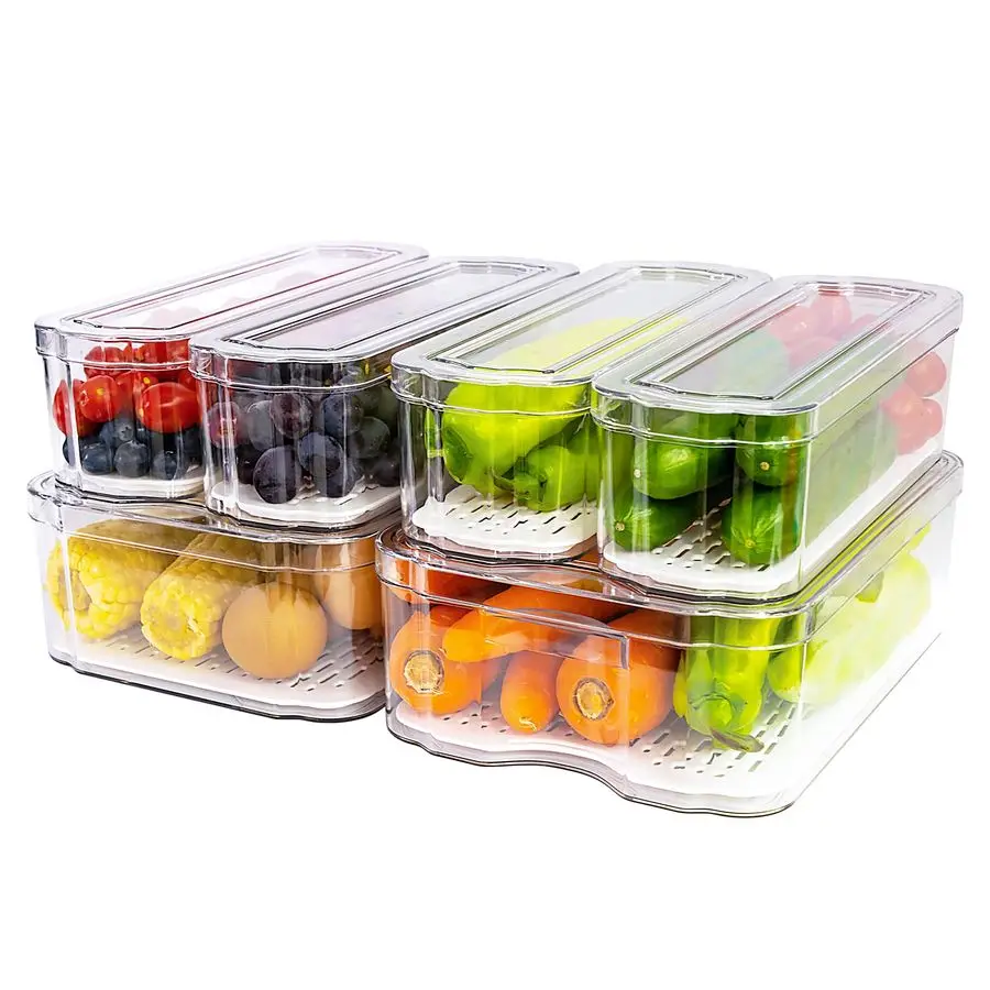 

Organizers and Storage, 6 Pack Clear Freezer Organizer Bins with Lids for Kitchen, Pantry, Refrigerator, Food, Fruit, Vegetable